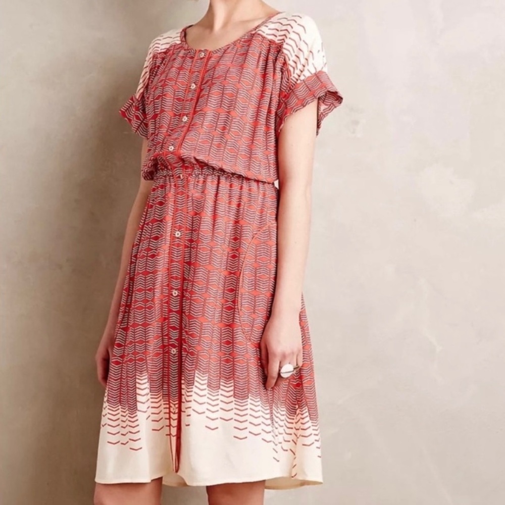 Anthropologie Maeve Veronica Dress in coral orange, Size Medium